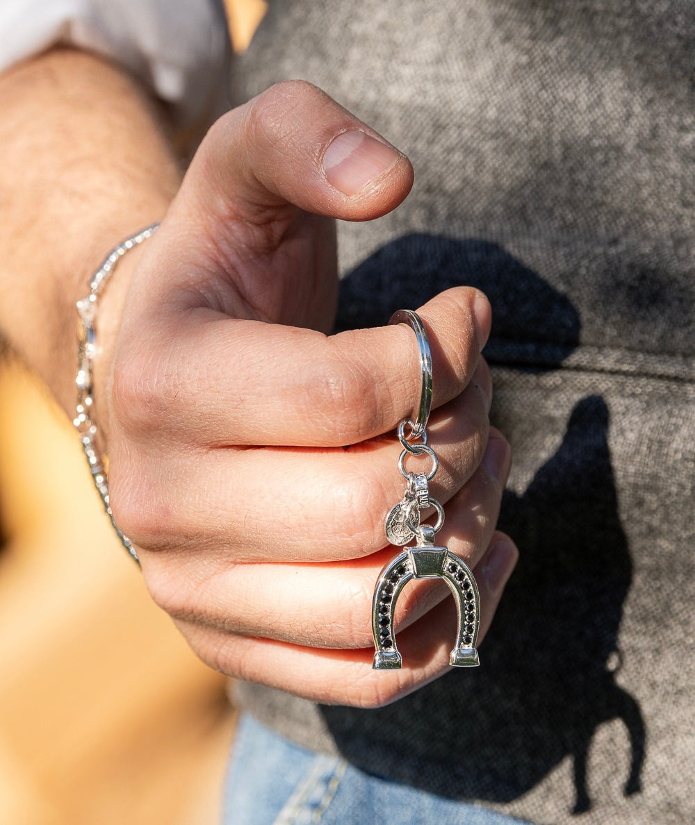 MEN'S SILVER HORSESHOE KEY RING