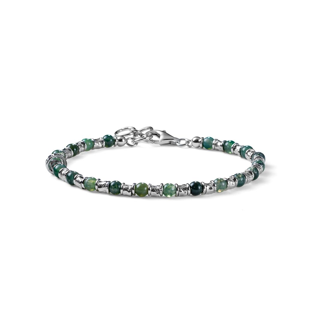 BRACCIALE UOMO SNAKE ARGENTO E AGATA MUSCHIATA