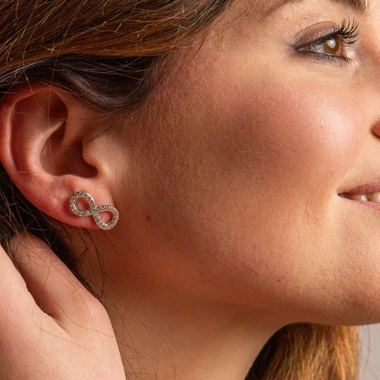 Infinity Crystal Earrings in Silver and Crystals