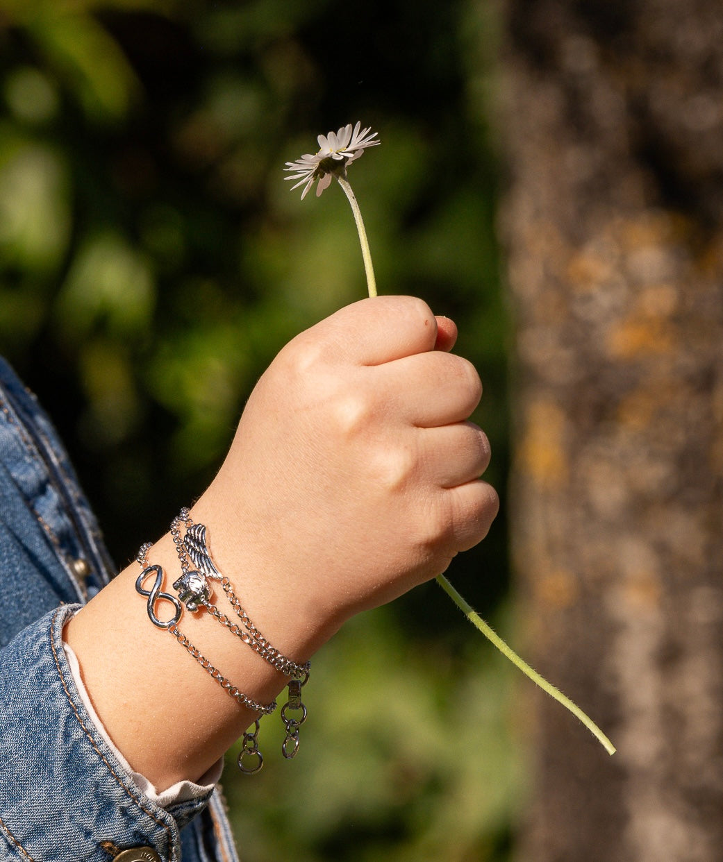 CHILD BRACELET WITH SILVER CHAIN AND ELEPHANT CHARM