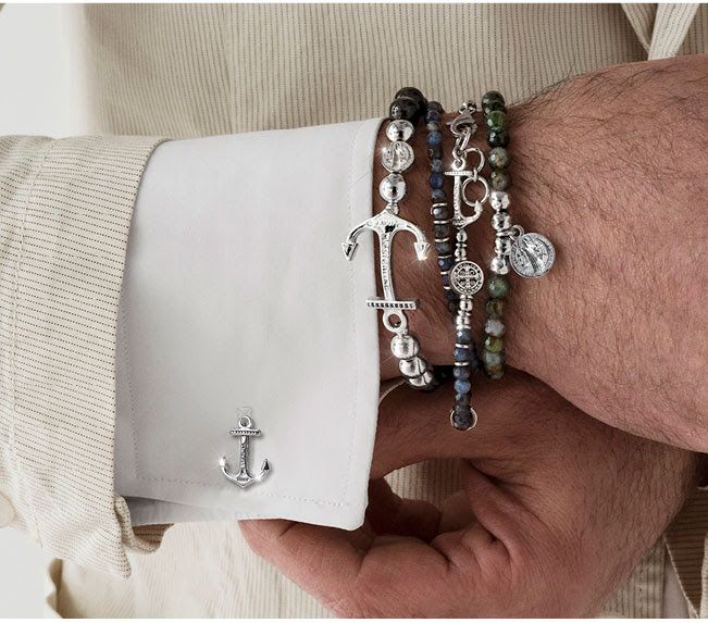 GEMELLI UOMO COLLEZIONE NEPTUNE ARGENTO 925 CON ANCORA