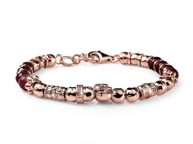 WOMEN'S BRACELET IN SILVER AND CENTRAL PINK RUBY AGATE