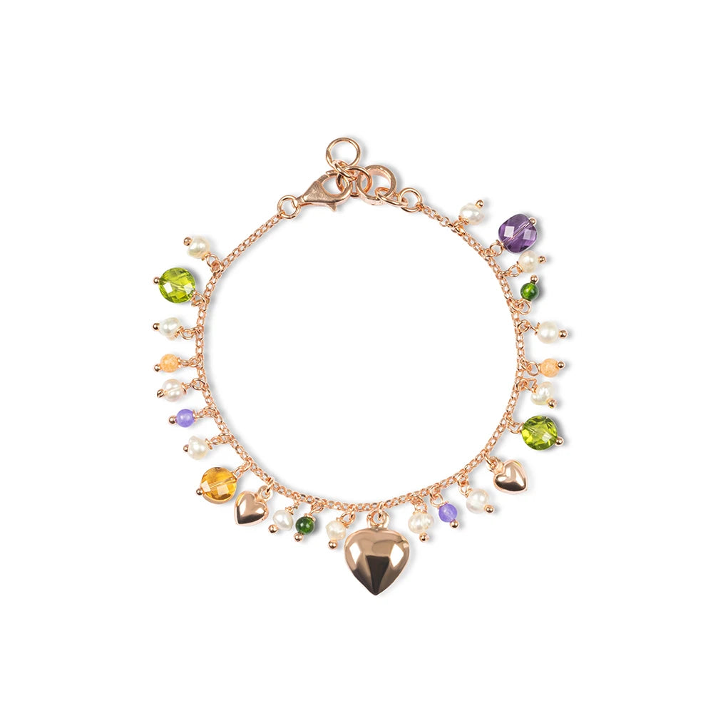 Collana claudine argento rosa e quarzo cuore Maria Cristina Sterling