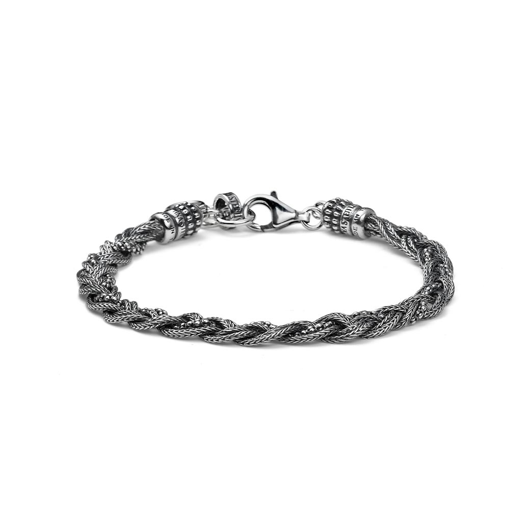 Bracciale uomo Intrecci grani argento Maria Cristina Sterling