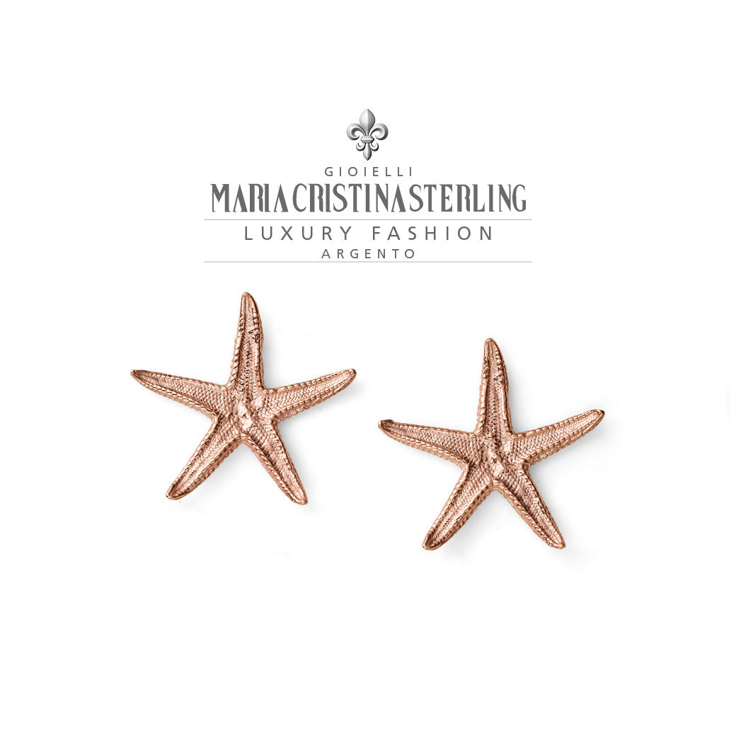 ORECCHINI DONNA ELBA ARGENTO ROSA STELLA MARINA GRANDE