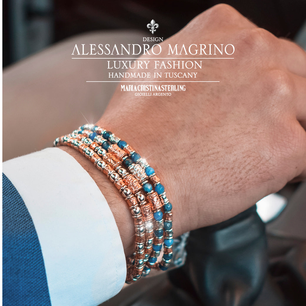 BRACCIALE UOMO COLLEZIONE SIENA ARGENTO E SODALITE