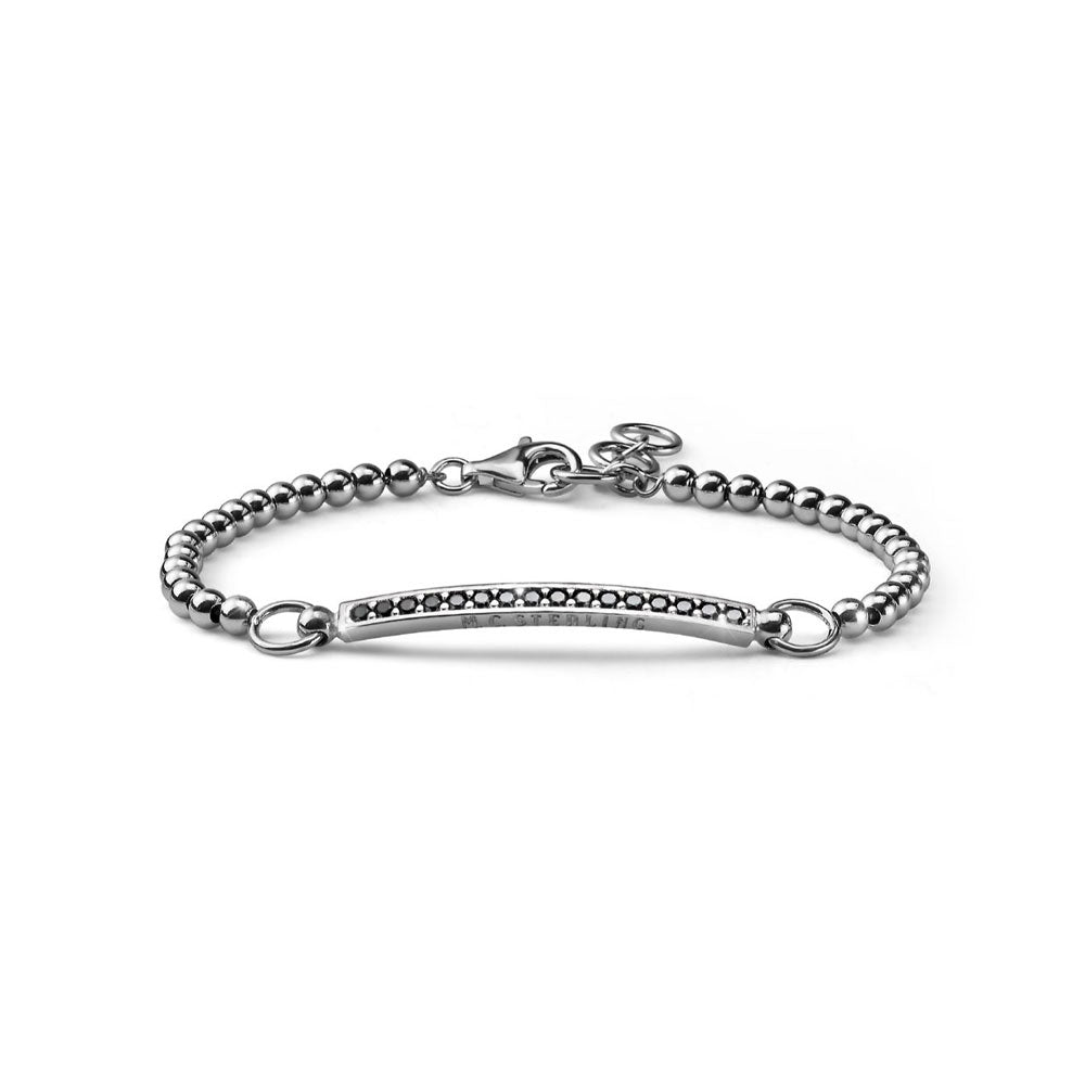 Bracciale uomo Cue argento sottile e cristalli neri Alessandro Magrino