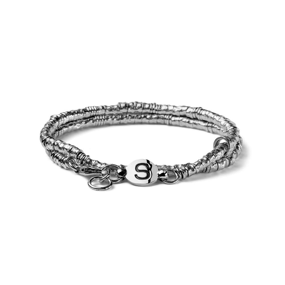 BRACCIALE UOMO DEDICATO A TE CON INIZIALI ARGENTO DUE GIRI
