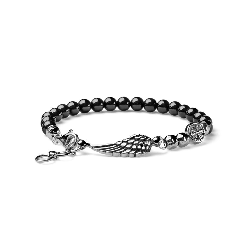 Bracciale uomo Nike My Saint agata nera e argento Alessandro Magrino