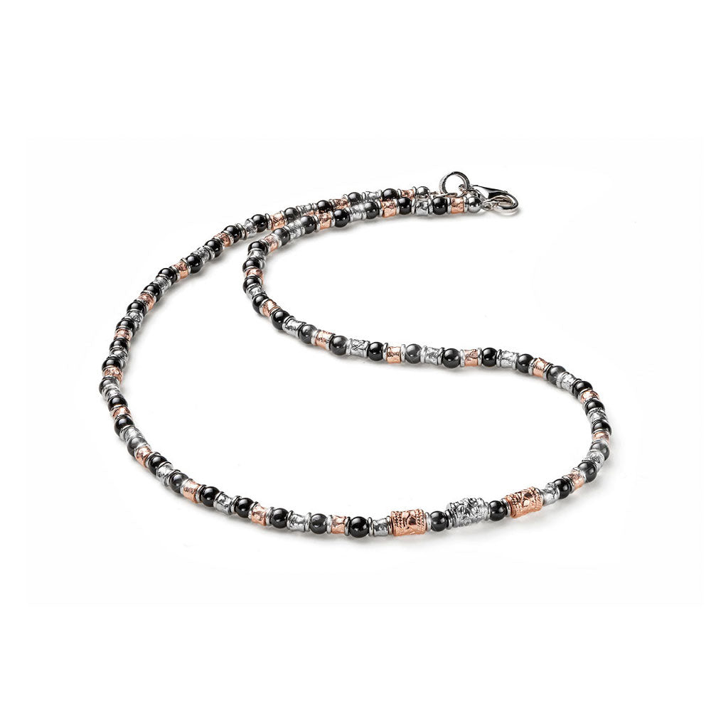 Collana uomo argento bicolor e agata nera Siena Alessandro Magrino