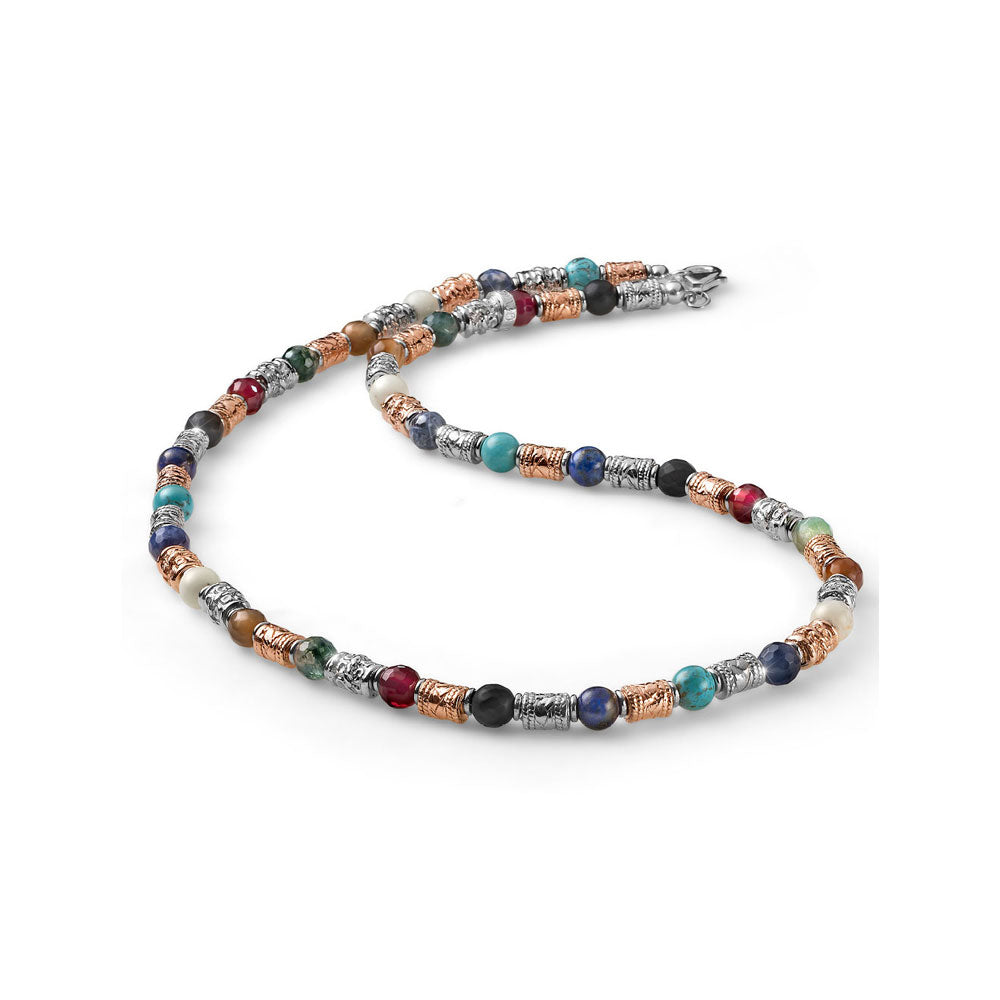 Collana uomo barilotti argento e pietre Siena Alessandro Magrino