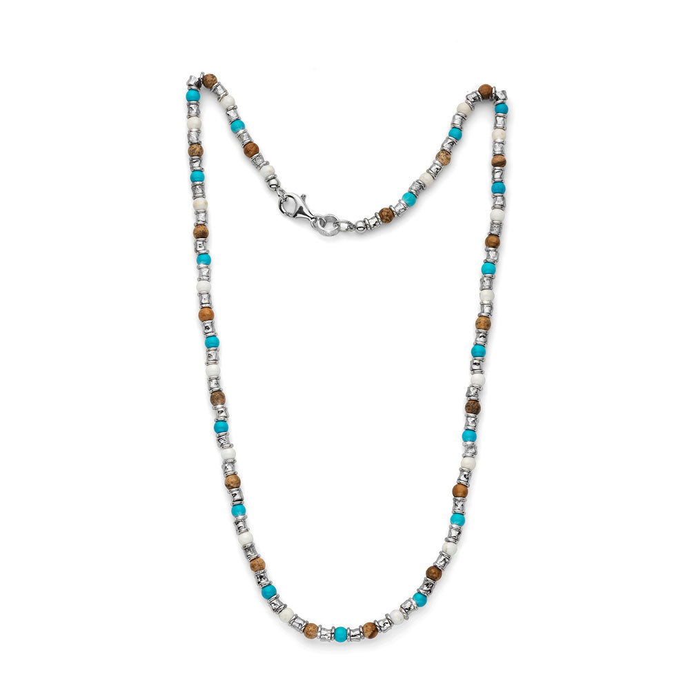 COLLANA UOMO PEPITE ARGENTO E PIETRE COLORATE