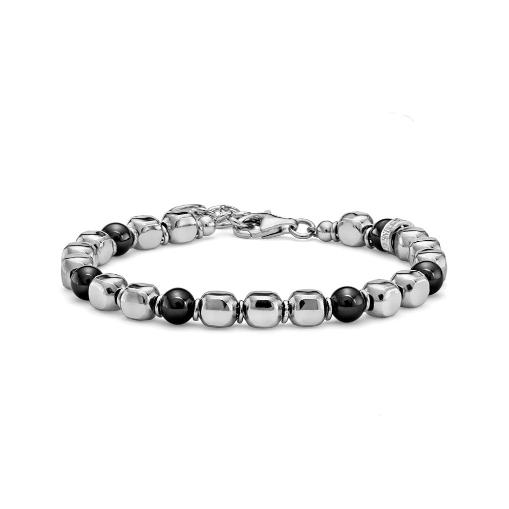 Bracciale uomo cubi argento e agata nera Urban Soul Alessandro Magrino