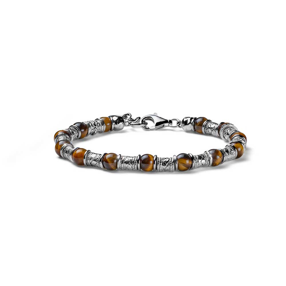 Bracciale uomo occhio di tigre e argento Siena Alessandro Magrino