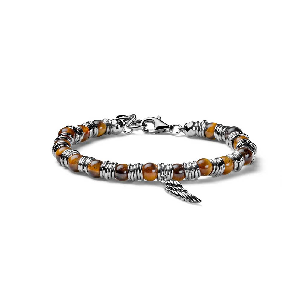 Bracciale uomo Nike cerchi argento e occhio di tigre Alessandro Magrino