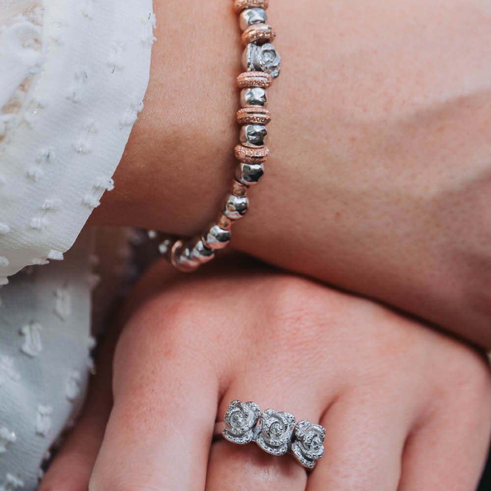 WOMEN'S BRACELET ROSES IN 925 SILVER AND CRYSTAL LIMITED EDITION