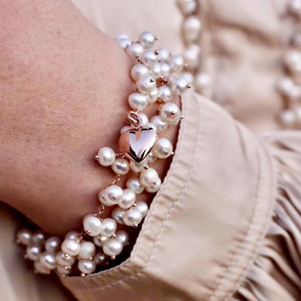 WOMEN'S BRACELET ENJOY PEARLS COLLECTION PINK SILVER AND WHITE BAROQUE STONES