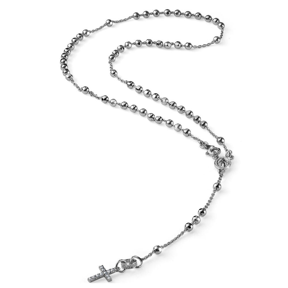 COLLANA ROSARIO DONNA MY SAINT ARGENTO E CROCE CON CRISTALLI