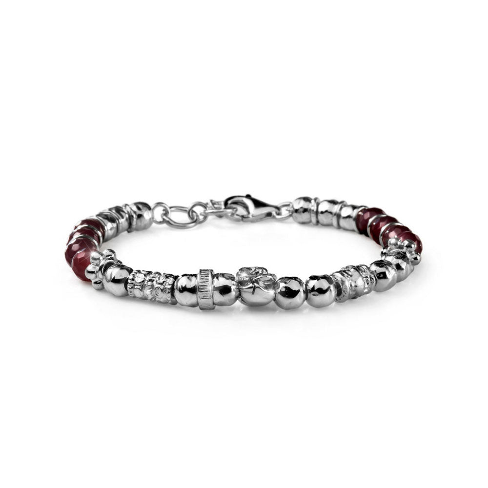 WOMEN'S BRACELET IN SILVER AND CENTRAL PINK RUBY AGATE