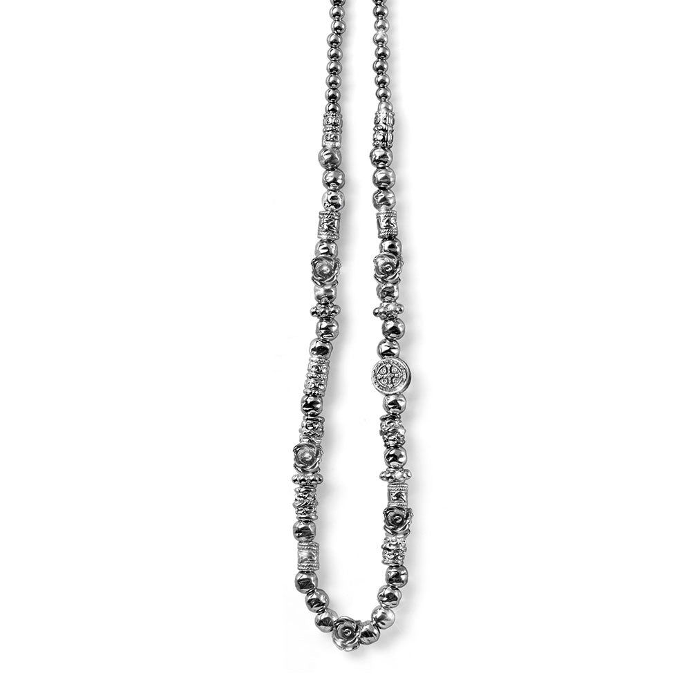WOMEN'S NECKLACE ROSE COLLECTION SILVER 50 CM LUXURY STONE