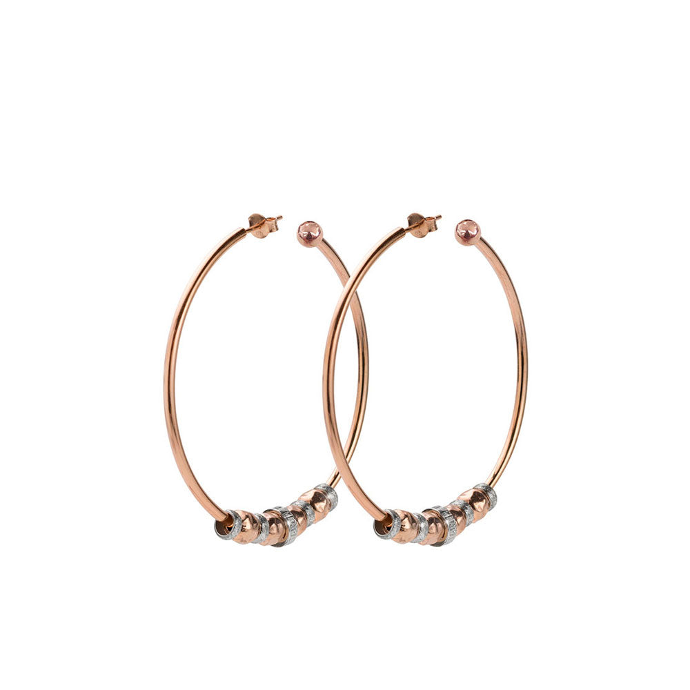 Pink silver snake collection hoop earrings