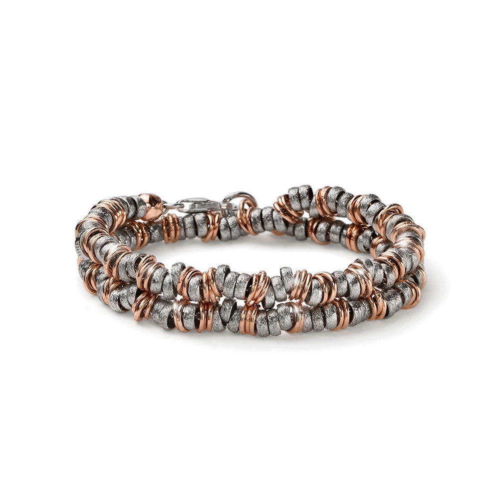 Women's luxury snake collection bracelet in two-tone silver with two turns
