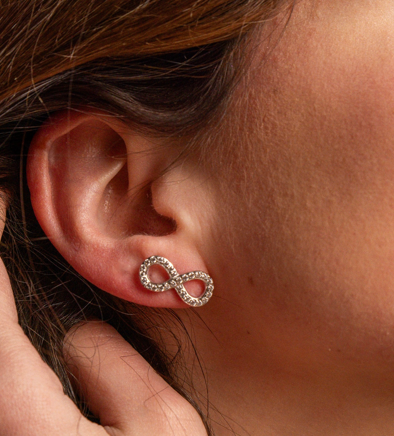 Infinity Crystal Earrings in Silver and Crystals