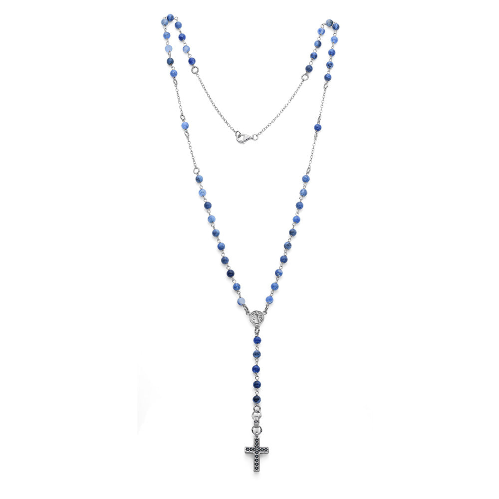 Cross collana argento sodalite