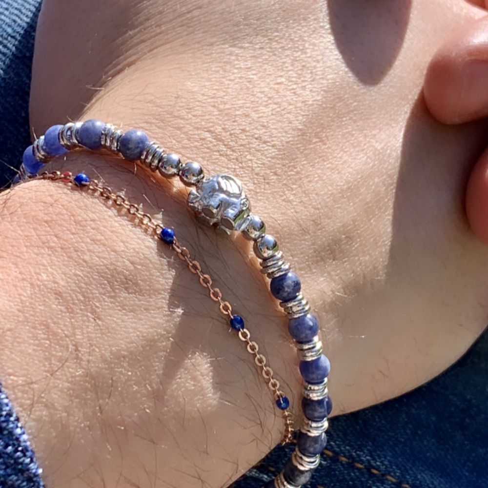 Elefante indossato uomo bracciale sodalite