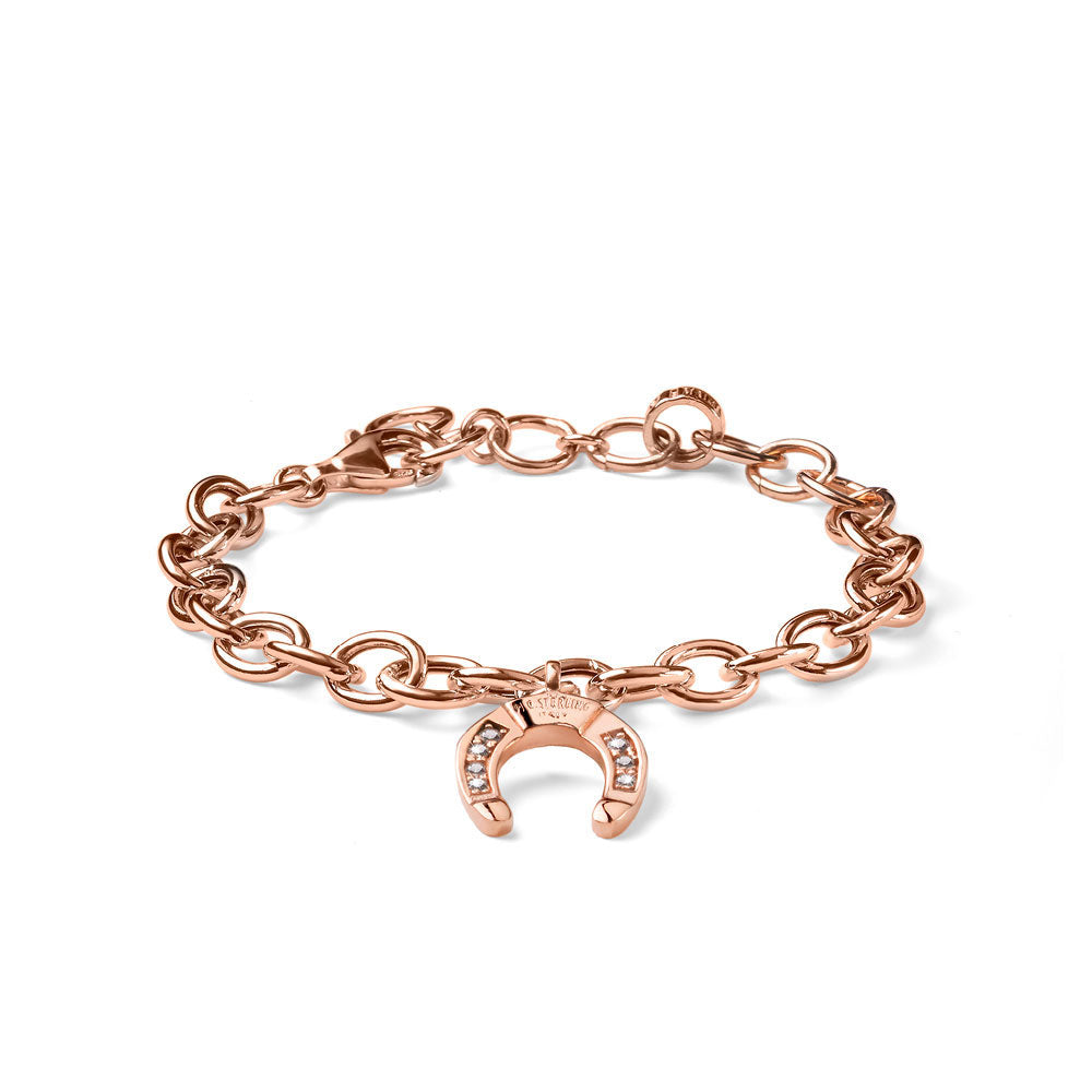 WOMEN'S ROLO' HORSESHOE SILVER ROSE GOLD BRACELET