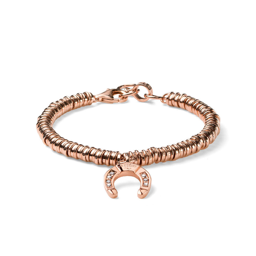 BRACCIALE DONNA SNAKE FERRO DI CAVALLO ARGENTO BAGNATO ORO ROSA