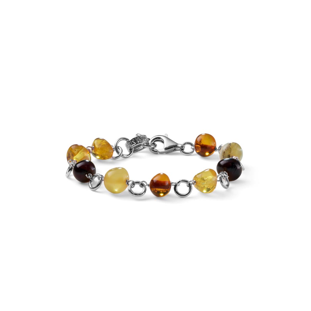 CHILD'S AMBER AND SILVER NUGGETS BRACELET