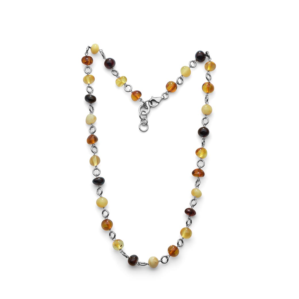 AMBER AND SILVER NUGGET NECKLACE FOR CHILDREN