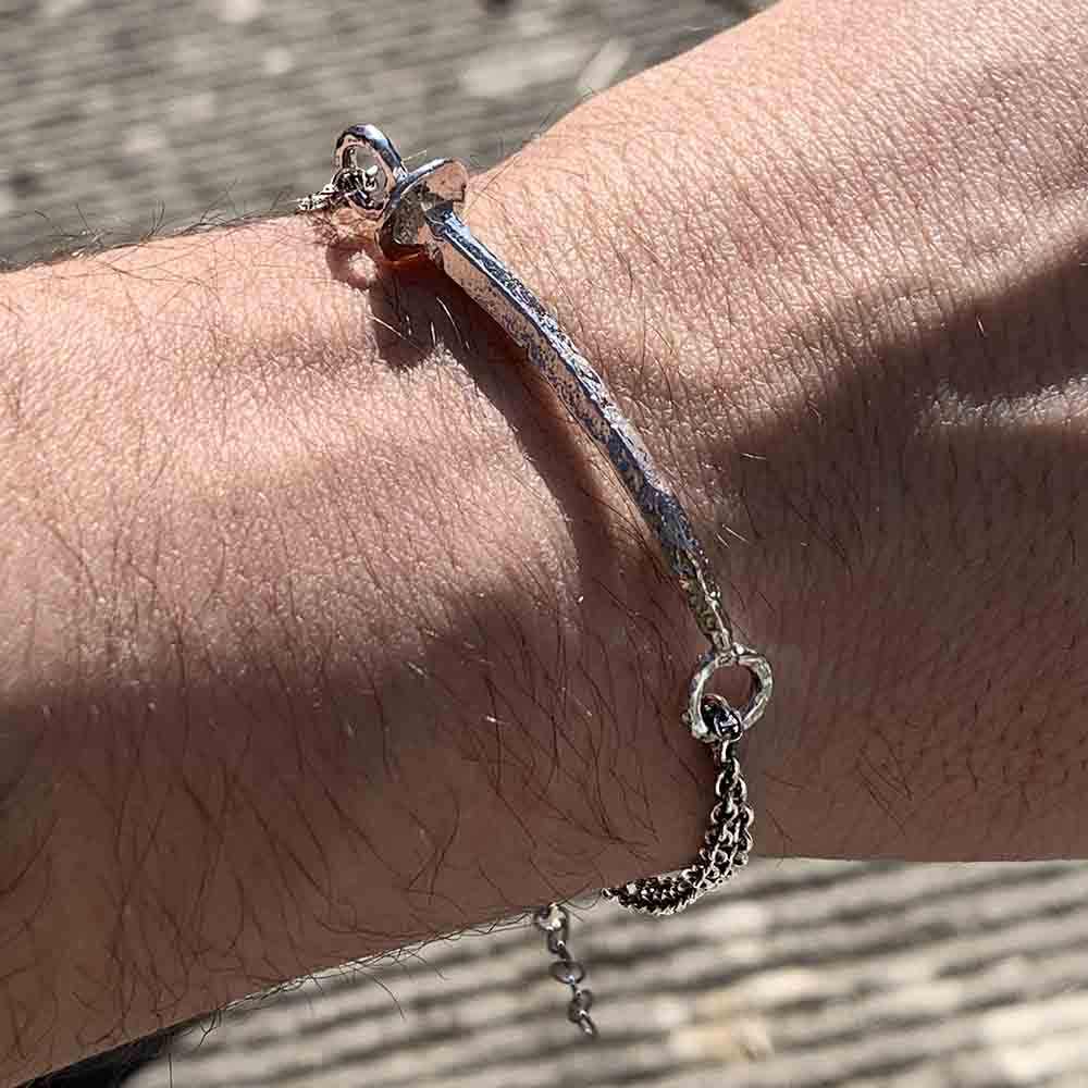 Men's Icone Nail Bracelet in 925 Silver