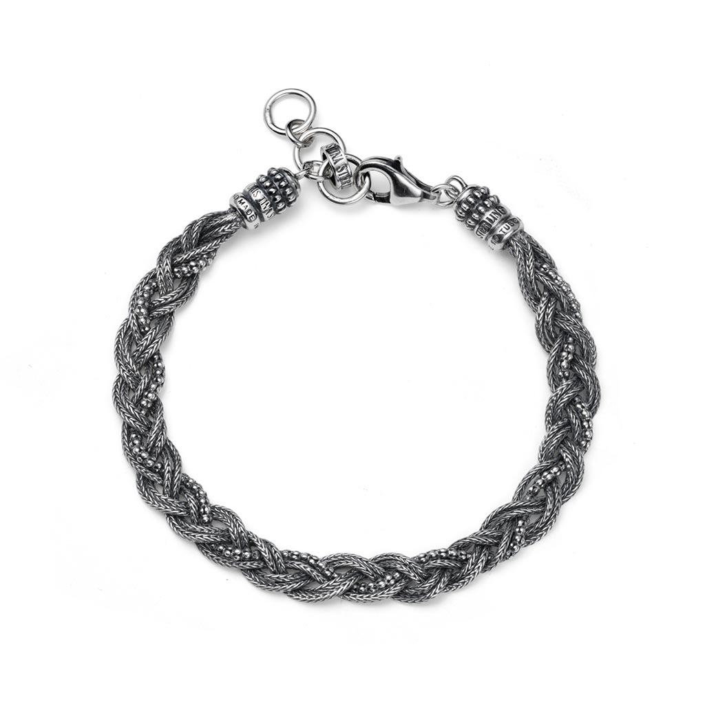 Bracciale uomo Intrecci grani in Argento 925