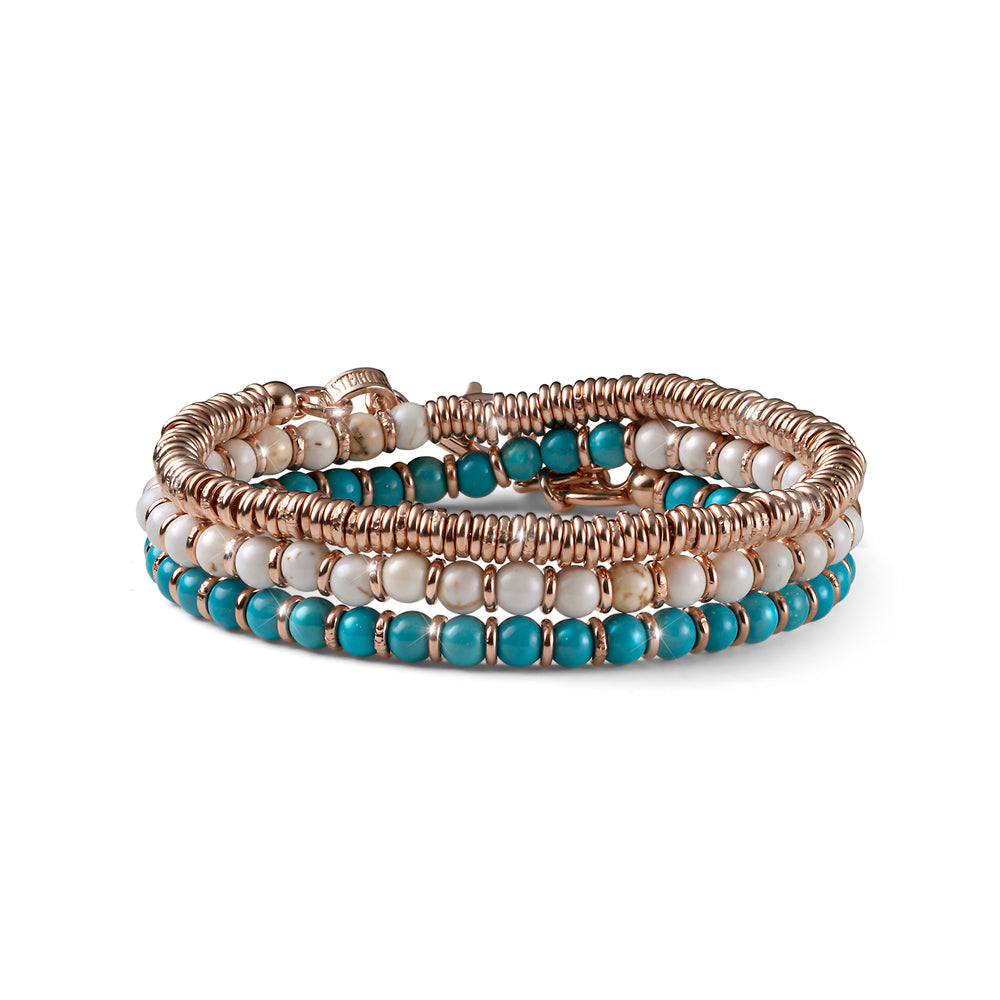 Bracciale donna aulite bianca e celeste Encanto 3 giri Maria Cristina Sterling