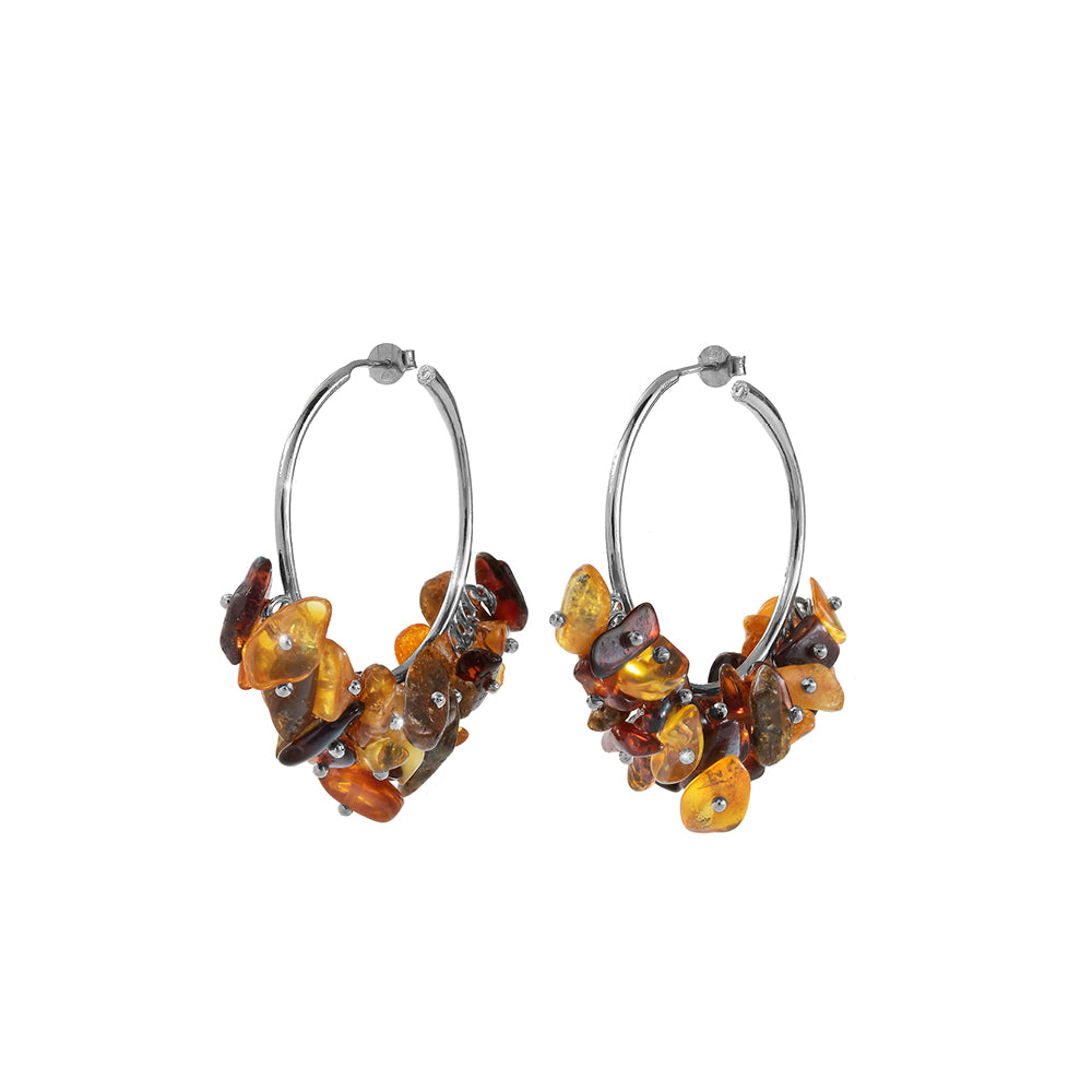 Encanto amber and silver hoop earrings