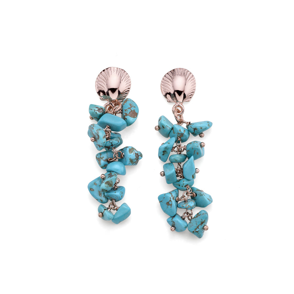 WOMEN'S SHELL EARRINGS ELBA COLLECTION IN 925 SILVER AND LIGHT BLUE AULITE