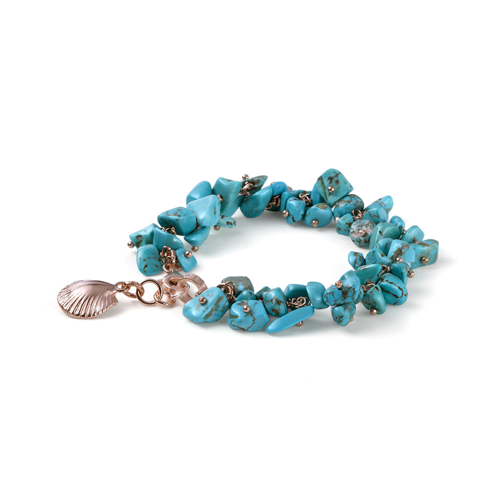 WOMEN'S SHELL BRACELET ELBA COLLECTION SILVER 925 AND LIGHT BLUE AULITE