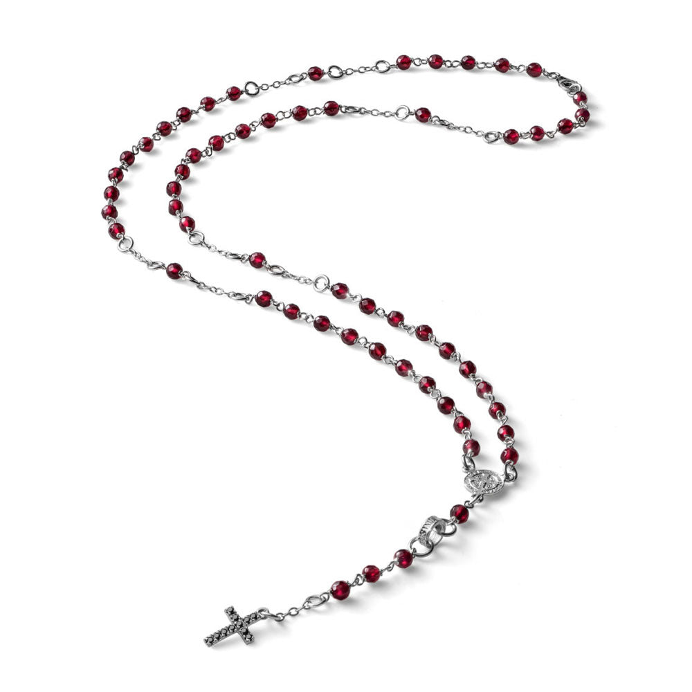 COLLANA UOMO COLLEZIONE CROSS IN ARGENTO E AGATA RUBINO