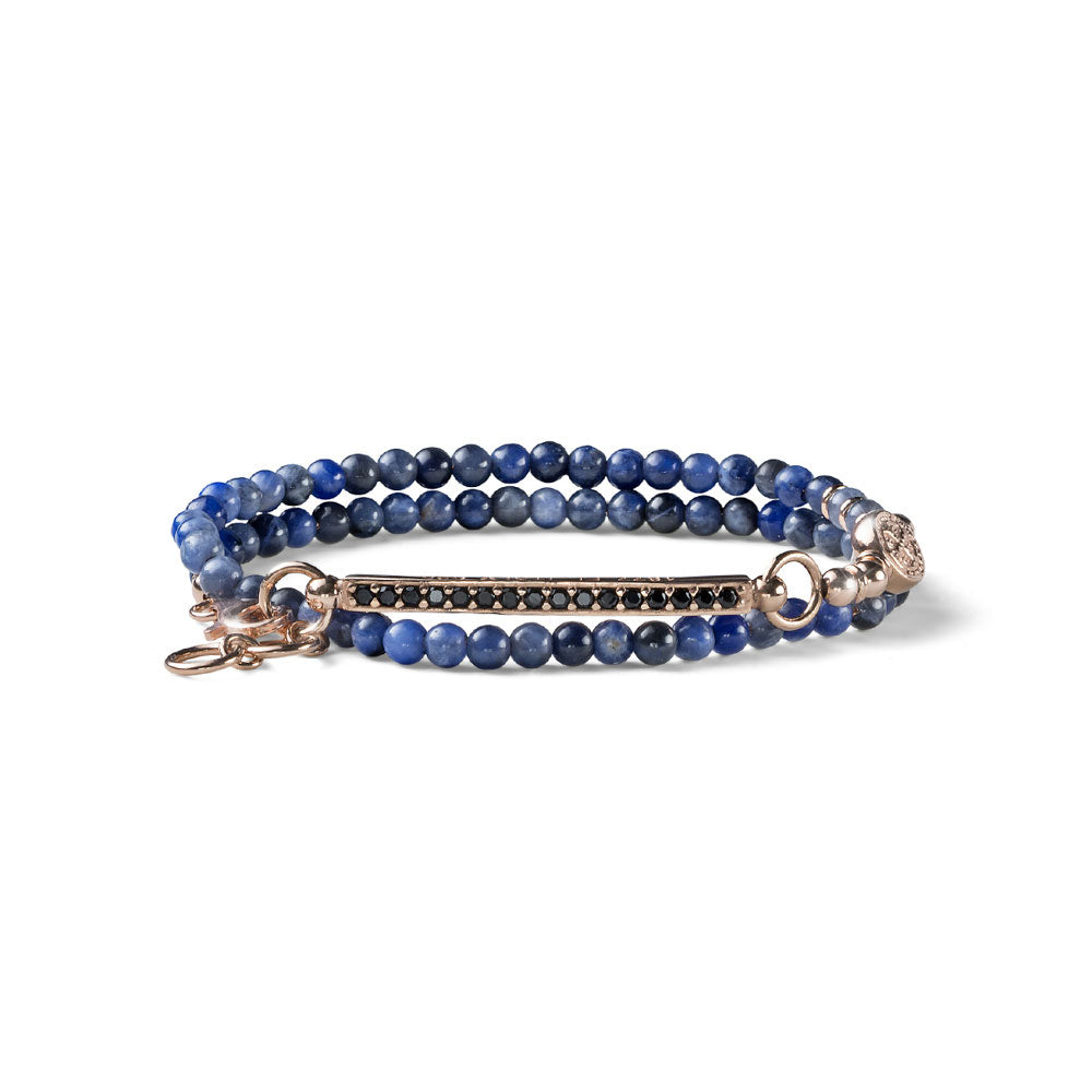 Bracciale uomo Cue argento rosa e sodalite 2 giri Alessandro Magrino