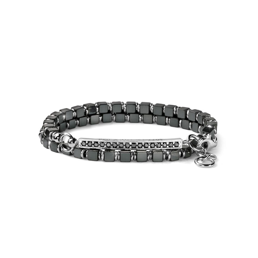 Bracciale uomo Cue argento e ematite 2 giri Alessandro Magrino