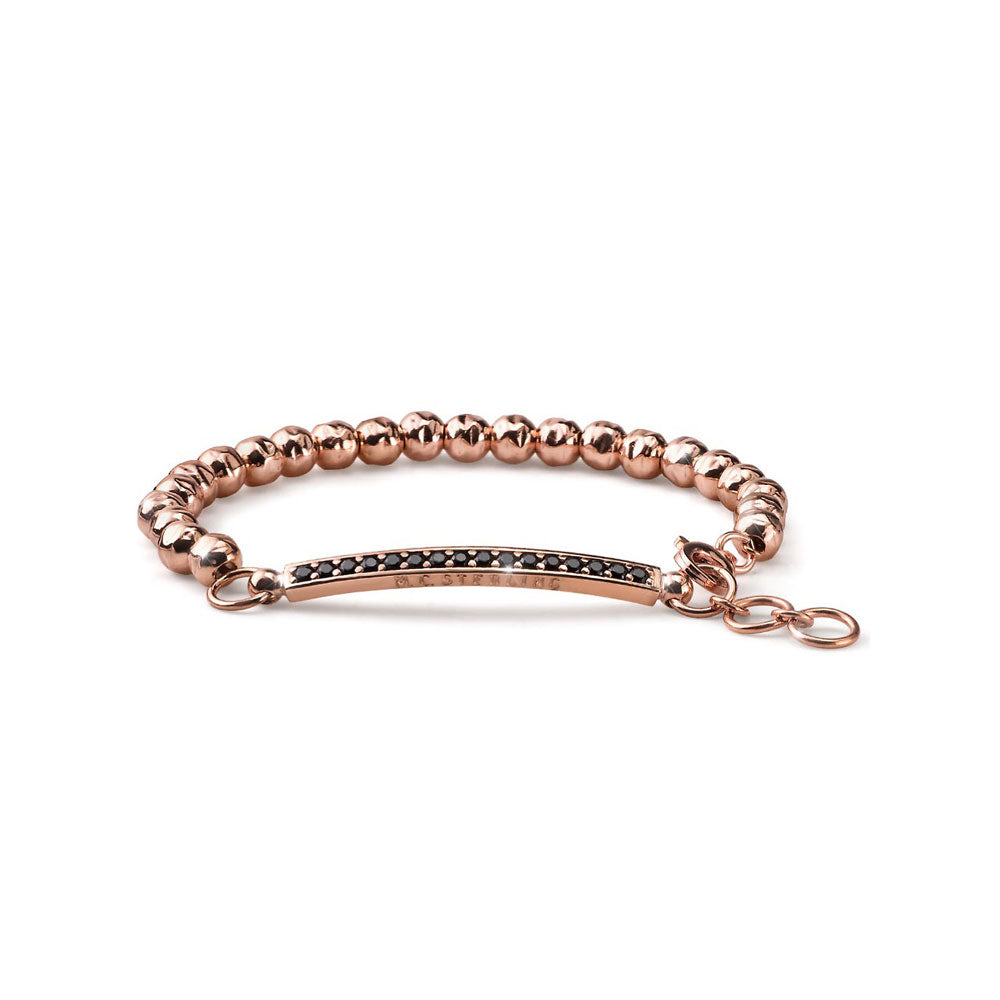 Bracciale uomo Cue argento rosa e cristalli neri Alessandro Magrino