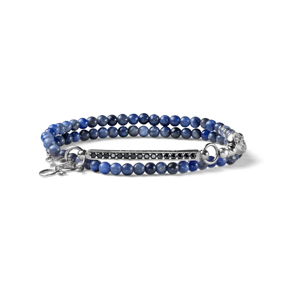 Bracciale uomo Cue 2 giri sodalite e argento Alessandro Magrino