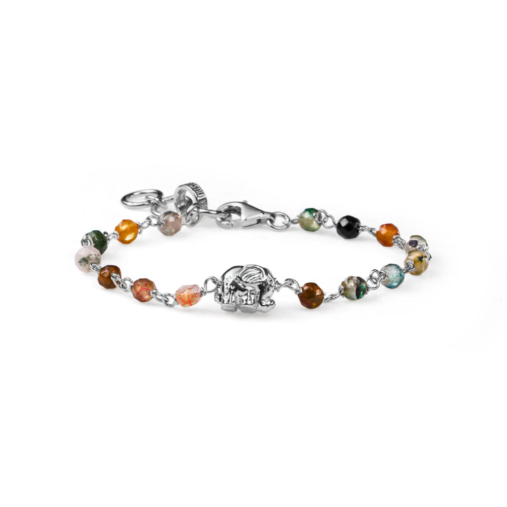 BRACCIALE UOMO COLLEZIONE ELEFANTE IN ARGENTO E MIX DI PIETRE