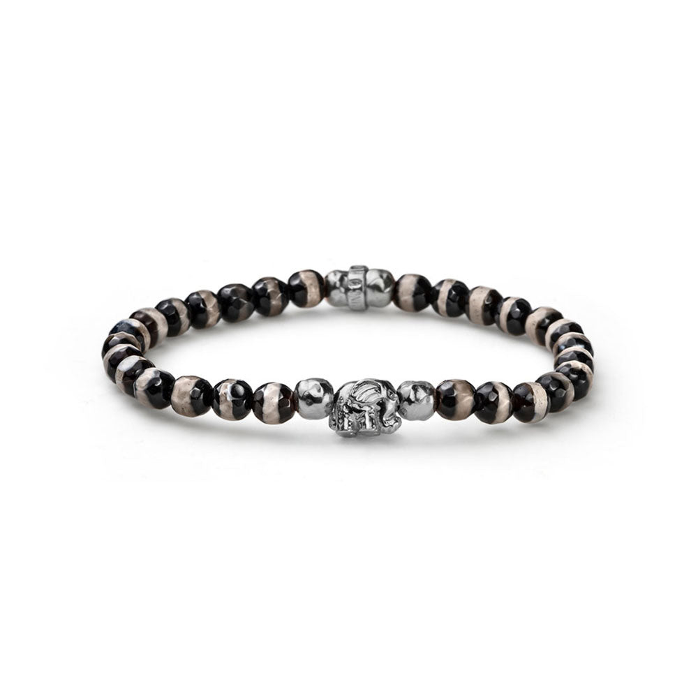 MEN'S ESSENTIAL ELEPHANT LIMITED EDITION SILVER AND STRIPED AGATE BRACELET