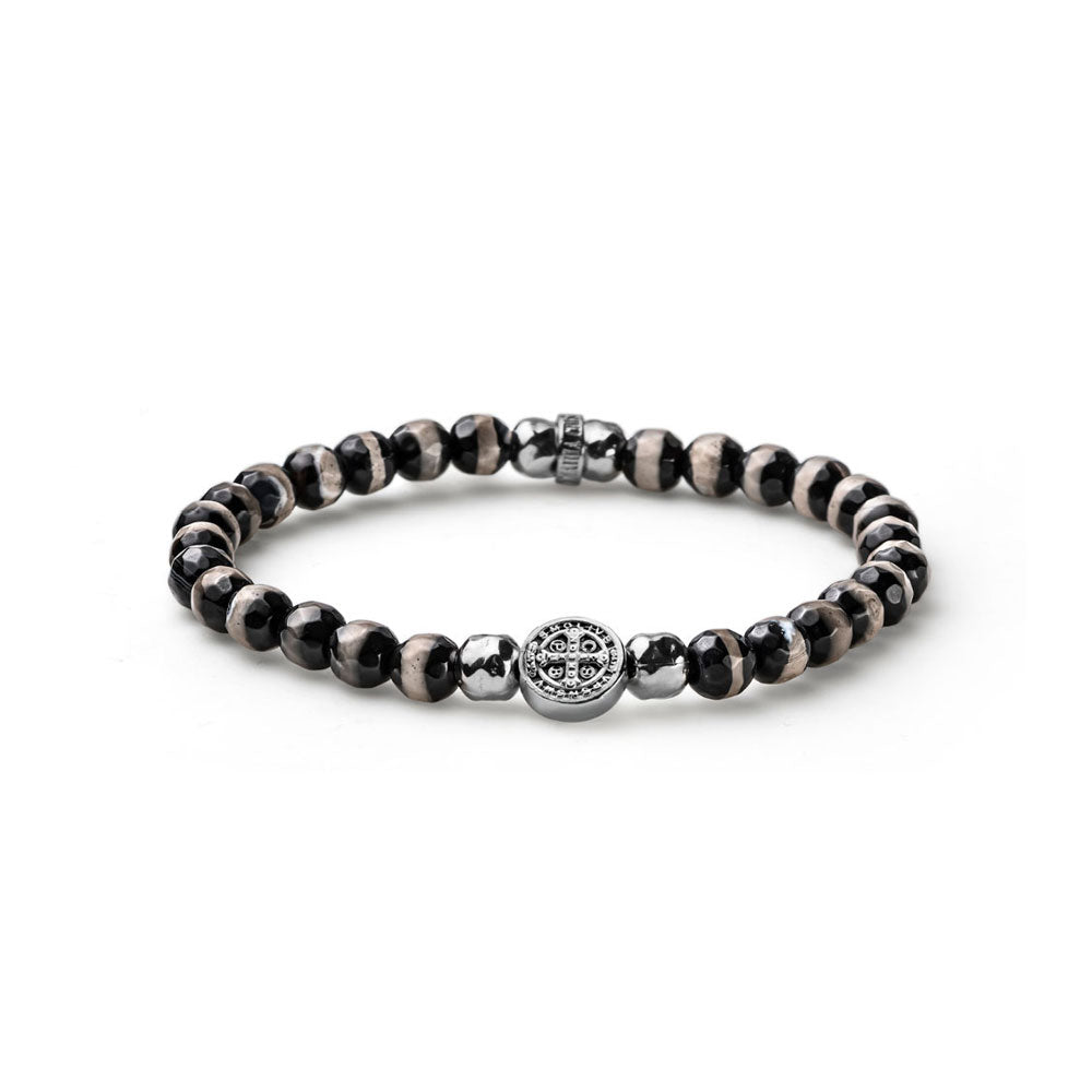 MEN'S ESSENTIAL MY SAINT LIMITED EDITION SILVER AND STRIPED AGATE BRACELET