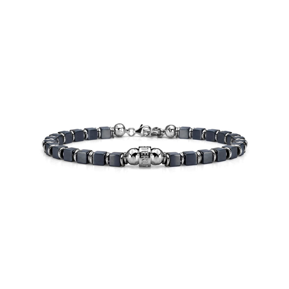 MEN'S HEMATITE AND SILVER BRACELET