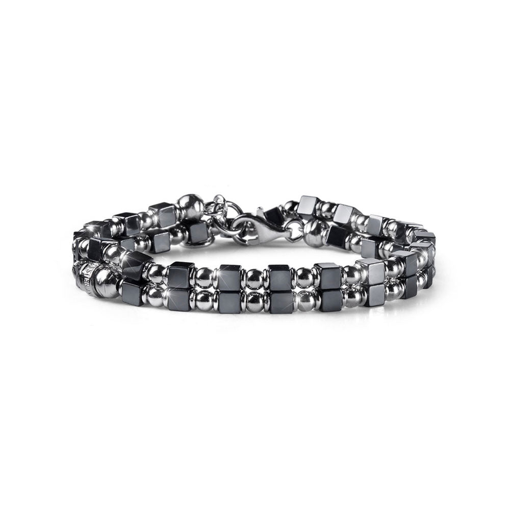 MEN'S HEMATITE AND SILVER TWO WOUNDS CLASSIC BRACELET