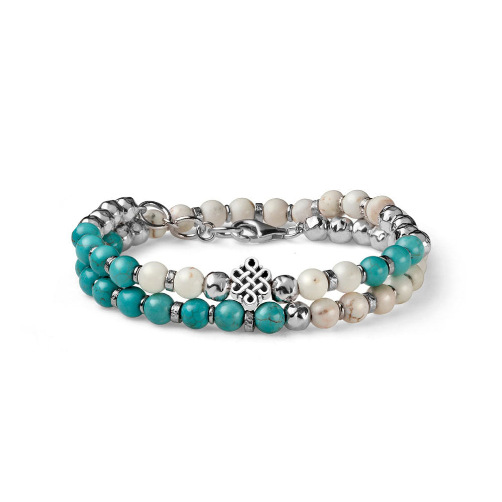 TWO TURN ETERNITY BRACELET SILVER AULITE WHITE AND LIGHT BLUE